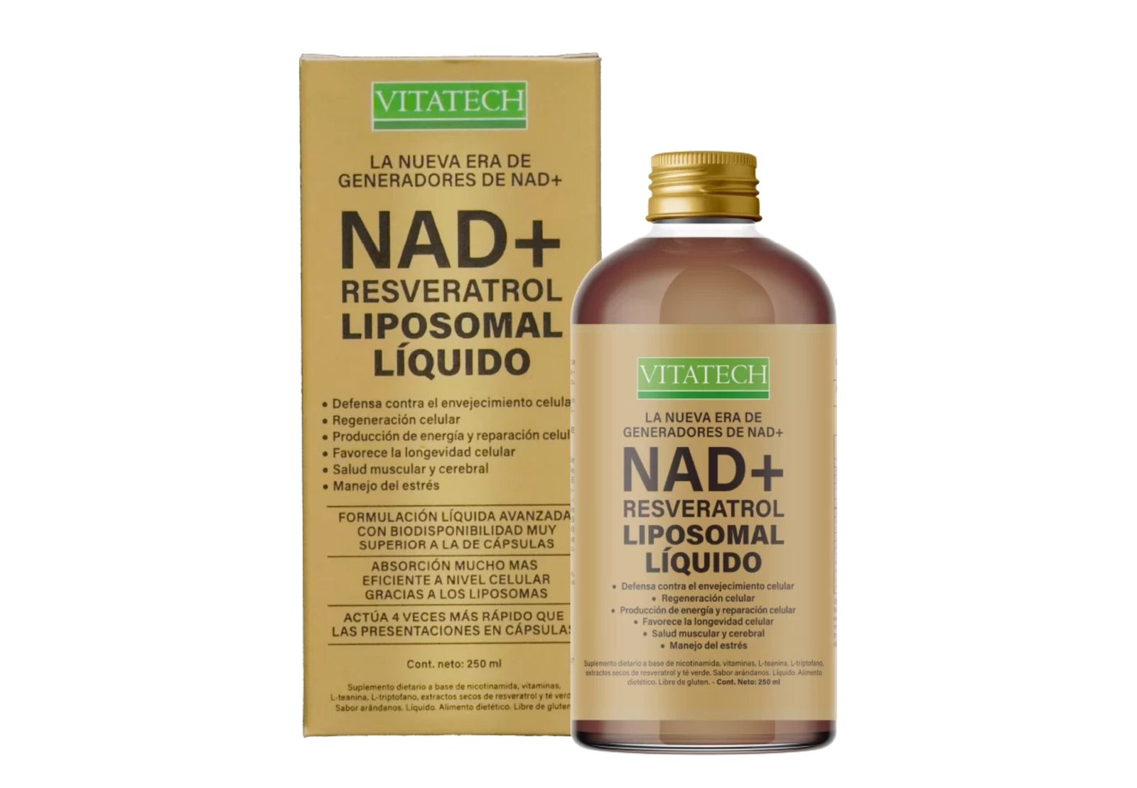 NAD + RESVERATROL LIQUIDO VITATECH 250ML