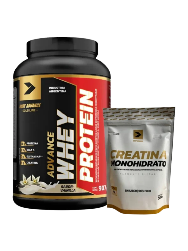 PROTEINA WHEY BODY ADVANCED + Creatina body advanced doy pack 300grs - CHOCOLATE / FRUTOS ROJOS / VAINILLA