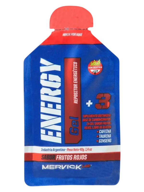 MER-018-FRUTO GELES ENERGY CON CAFEINA MERVICK FRUTOS ROJOS / LIMON / MANZANA / NARANJA